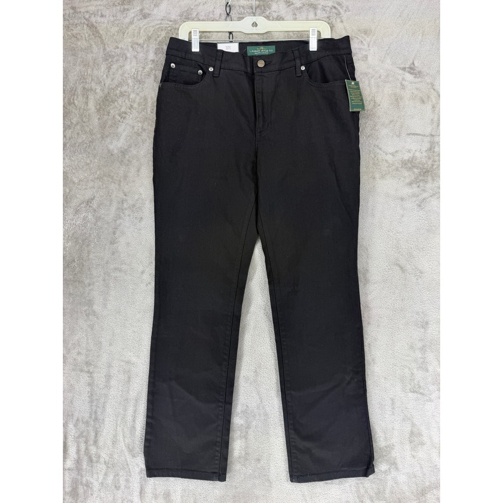 Lauren Ralph Lauren Jeans Women 12 Manhattan Classic Straight Black Stretch NEW